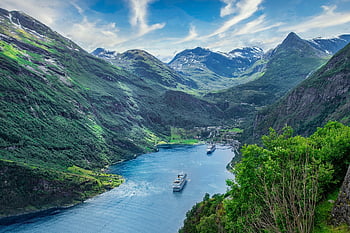 lodí, moře, hory, fjord, vstup, voda, přístav, plavba, Příroda, cestovat, pohoří