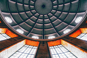 dome, architecture, building, window, hamburg, old Elbe Tunnel, old, historical, vault, roof, art
