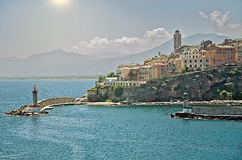 corsica, island, town, sea, bastia, port, france, village, coast, port City, nature