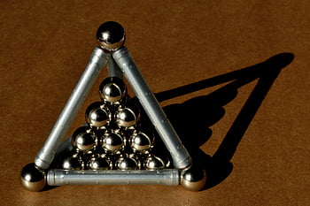 pyramida, čtyřstěn, geometrie, 3d, koule, struktura, formulář, tvar, design, trojúhelník, kov