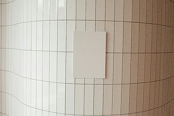 white canvas, tile wall, minimalist interior, blank canvas, creative copy space, mounted canvas, interior design, wall art, modern decor, white tiles, blank space