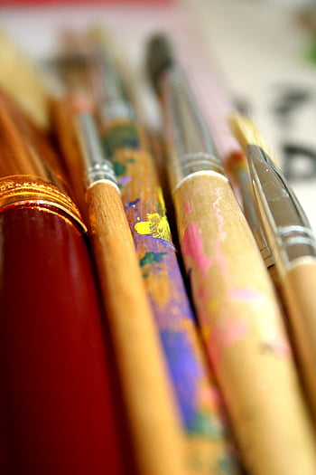 Umělec štětce, akryl, umělec, umělecký, kartáč, štětce, detail, barva, tvořivý, design, hobby