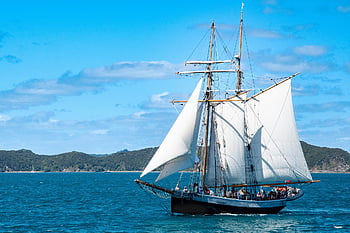 sailboat, sailing, ship, sea, pacific, clouds, sky, water, nature, blue, summer