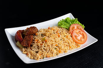 mad, asiatisk, fad, køkken, nasi goreng, måltid, grøntsag, cashew, nødder, karry, frokost