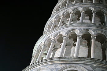 eğik Pisa kulesi, gece gökyüzü, aydınlatılmış, kapatmak, mimari, İtalya, pisa, işaret, tarihi, kule, gece fotoğrafçılığı