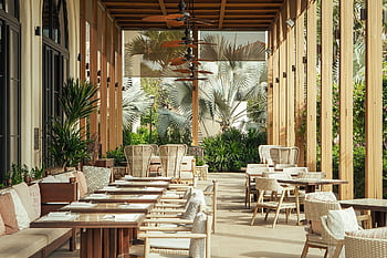 resort, table, restaurant, sky, sunset, travel, vacation