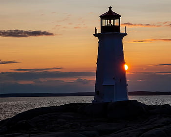 lighthouse, nature, sunset, travel, tourism, exploration, beacon, outdoors, coast, peggy's Cove Light, peggy's Cove
