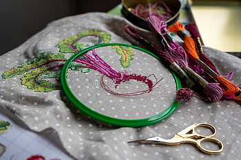 borduurwerk, handwerk, de hoepel, kruissteek, het naaien, een draad, ambacht, hobby, handgemaakt, schepping, ornament