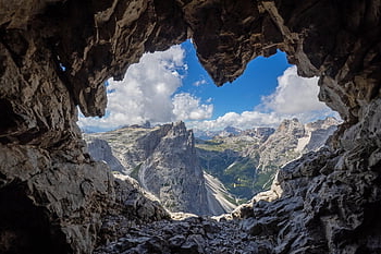 dolomity, jeskyně, otevírací, Pohled, horský výhled, hledisko, summitu, vrchol, Alpy, vysokohorský, pohoří