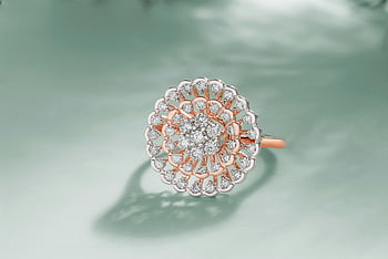 diamond ring, rose gold, mint green background, luxury fashion, elegant jewelry, white surface, high-end accessories, sparkling diamonds, fine jewelry, bridal ring, engagement ring