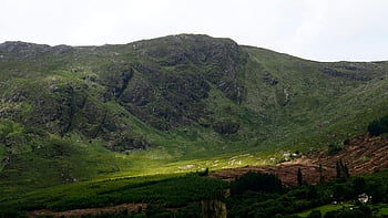 landscape photography, mountains, County Galway, Ireland, lush green mountains, cloudy sky, natural scenery, outdoor photography, rural landscape, green valley, forested hills