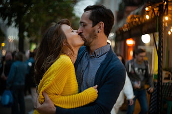 coppia, bacio, romantico, romanza, amore, tipo, ragazza, uomo, donna, affetto, relazione