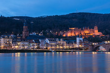 Heidelberg, hrad, náhrdelník, historický, historické centrum, baden-wuerttemberg, večerní atmosféru