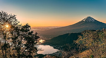 muntele Fuji, lac, peisaj, panoramă, natură, răsărit, toamnă, Japonia