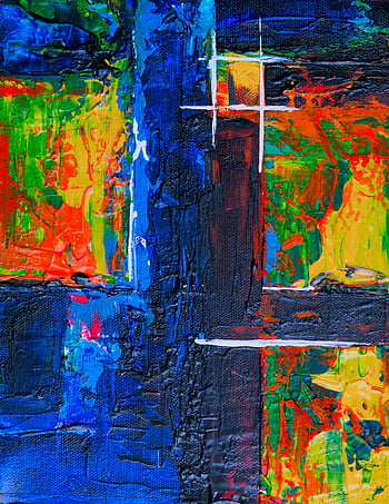 abstrakt målning, flerfärgad, djärva slag, dynamiska strukturer, färgglad konst, modern konst, samtida målning, livfulla färger, abstrakt expressionism, texturerad målning, abstrakt konstverk