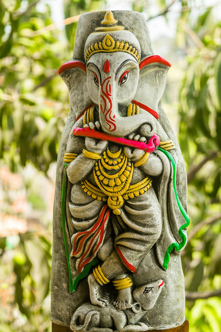socha ganesha, barevná socha, venkovní umění, kulturní umění, detail, náboženské sochy, hinduistické božstvo, dekorativní umění, venkovní dekorace, duchovní umění, indické kultury