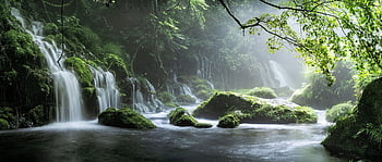 滝、 川、 ストリーム、 春、 カスケード、 水、 霧、 ミスト、 石、 モス、 風景