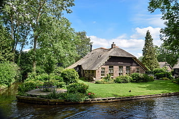 giethoorn, rumah, kanal, Desa, Belanda, alam, Arsitektur, saluran, jalan air, air, eropa