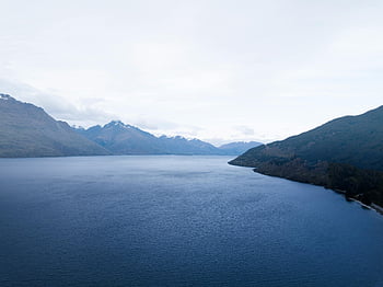 aerial photography, mountains, Lake Wakatipu, Queenstown, New Zealand, stunning aerial view, surrounding mountains, natural landscape, scenic view, outdoor photography, mountain range