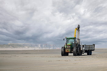 Traktor, Strand, Natur, Sand, bewölkter Tag, Landschaft
