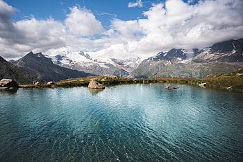 zasněžený, hory, jezero, krajina, hora, voda, Příroda, venku, životní prostředí, nebe, scénický