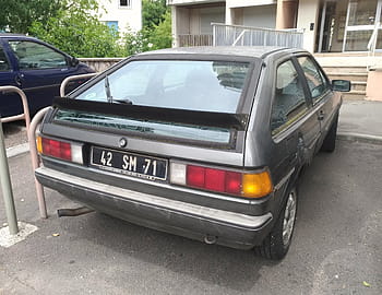 vw, sirokkó, volkswagen, autó, chalon sur saone, hátsó nézet, rendszámtábla, leparkolt, utca, épület, fák