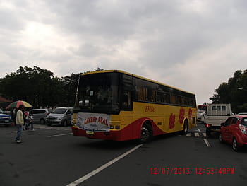 autobus, Východní manila autobusová společnost, EMBC, PBPA, Asociace fotografů filipínských autobusů, vozidel, ulice, lidé, deštník, žlutá, Červené