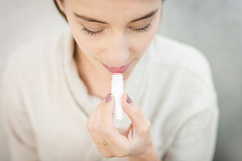 woman, lipstick, lip balm, moisturizing, close-up, applying, light-colored, beauty, skincare, makeup, lips