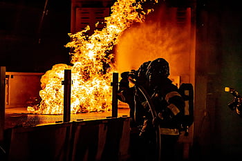 firefighters, firefighting, fire, dark, night, extinguish, truck, vehicle, tunnel