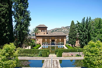 Spanyol, andalusia, granada, alhambra, benteng, Kastil, El Palacio del Partal, istana, Torre de Las Damas, menara, genangan air