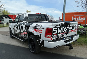 Dodge, RAM, truck, SMX, sports, Colos, advertisement, vehicle, outdoors, parked, branding