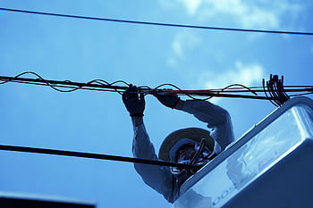 code, cable, sky, clouds, repair, blue Sky, nature, blue, electric, building