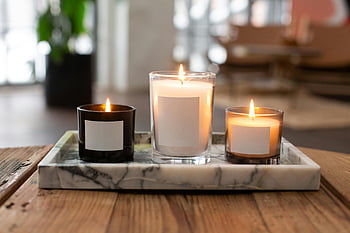 stearinlys, marmorbakke, indendørs belysning, Varm atmosfære, lys arrangement, tændte stearinlys, hjem indretning, Hyggelig atmosfære, indendørs stearinlys, marmoroverflade