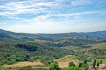 Espanha, Andaluzia, Província de Cádiz, Sierra de Grazalema, Parque Natural, panorama, montanhas, Colina, verde, nuvens, céu