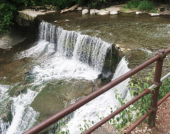 Seneca Mills Falls, Finger Lakes, Yates County, New York, waterfall, fence, HFF, natural scenery, outdoor photography, landscape, water feature