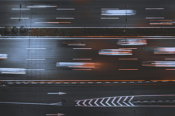 time-lapse, cars, asphalt road, night traffic, highway, urban speed, motion, blurred, captured from above, cityscape, long exposure