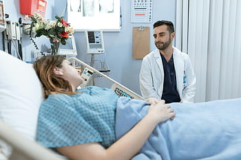 læge, patient, hospital værelse, Professionel pleje, lægehøring, komfort, sundhedspleje, Medicinsk professionel, patientpleje, hospitalsseng, Medicinsk ramme