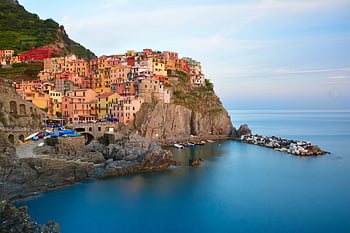 Manarola, Liguria, Italy, colorful houses, cliffs, summer, scenic view, multicolored buildings, mountain, coastal town, Cinque Terre
