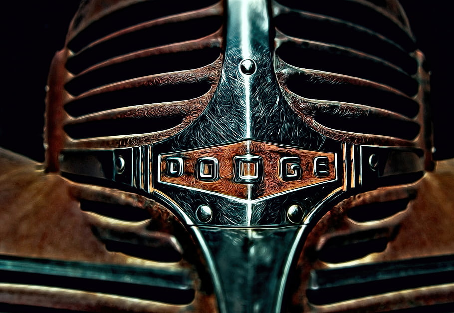 Vintage Dodge, Car Detail, Topaz Labs, Graphic Filter, Digital Art, Classic Auto, Automotive Emblem, Grille Design, Automotive History, Classic Cars, Restyle Filter