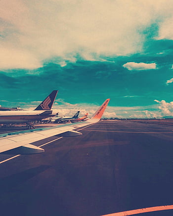 airport, cloudy sky, daytime, passenger aircraft, runway, Pasay City, Philippines, lined up, plane, view, aircraft