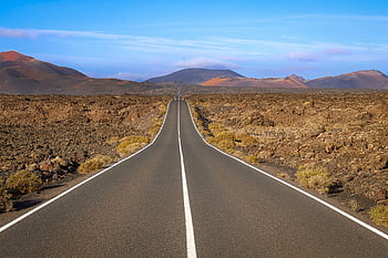 lanzarote, Příroda, Kanárské ostrovy, kanárků, hory, Španělsko, timanfaya, silnice, ostrov, sopečný, krajina