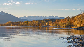 fall, landscape, lake, outdoors, naturally, mountains, evening Atmosphere, sunset, nature, heaven, autumn Colors