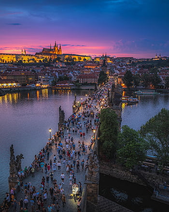 Praha, město, architektura, Evropa, cestovat, řeka, voda, historicky, panoráma, hlavní město, věže
