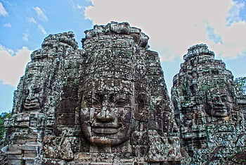 Kambodža, čtyři tváře, Bayon, chrám, chrámu bayon, buddhista, kámen, sochy