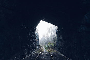 tunnel, railway tunnel, dark tunnel, tracks, bright landscape, natural landscape, railway tracks, tunnel view, tunnel exit, tunnel entrance, railway