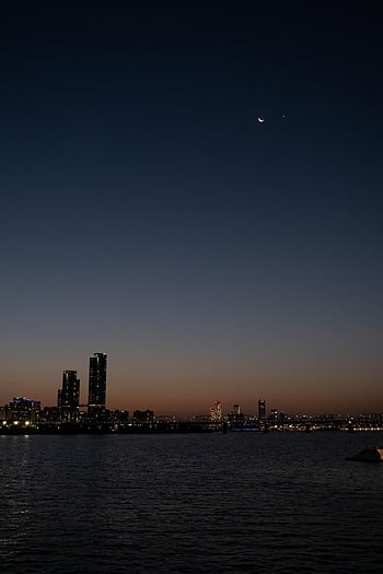 city, han River, buildings, architecture, seoul, south Korea, republic Of Korea, moon, night View