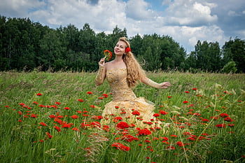 woman, field, meadow, model, posing, princess, portrait, blonde, girl, corset, beauty