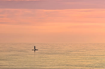 sea, paddle Boarding, sunset, horizon, dusk, paddle, stand-up Paddling, sup, nature, sports, trend Sport