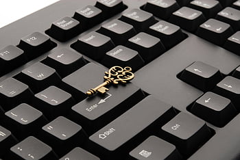 vintage key, brass key, ornate key, computer keyboard, black keyboard, close-up photo, modern keyboard, antique key, decorative key, key on keyboard, keyboard accessory