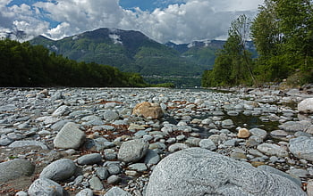 flodleje, sten, småsten, Maggia, Maggia Delta, flod delta, Ticino